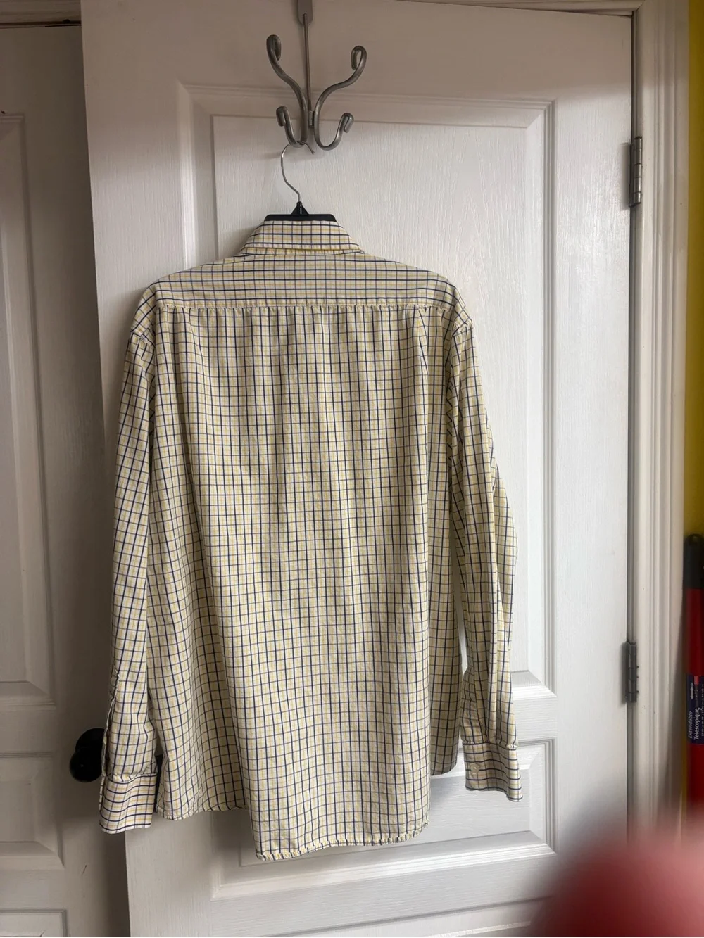 Polo by Ralph Lauren Yellow and Navy Plaid Long-Sleeve Button-Down Shirt.